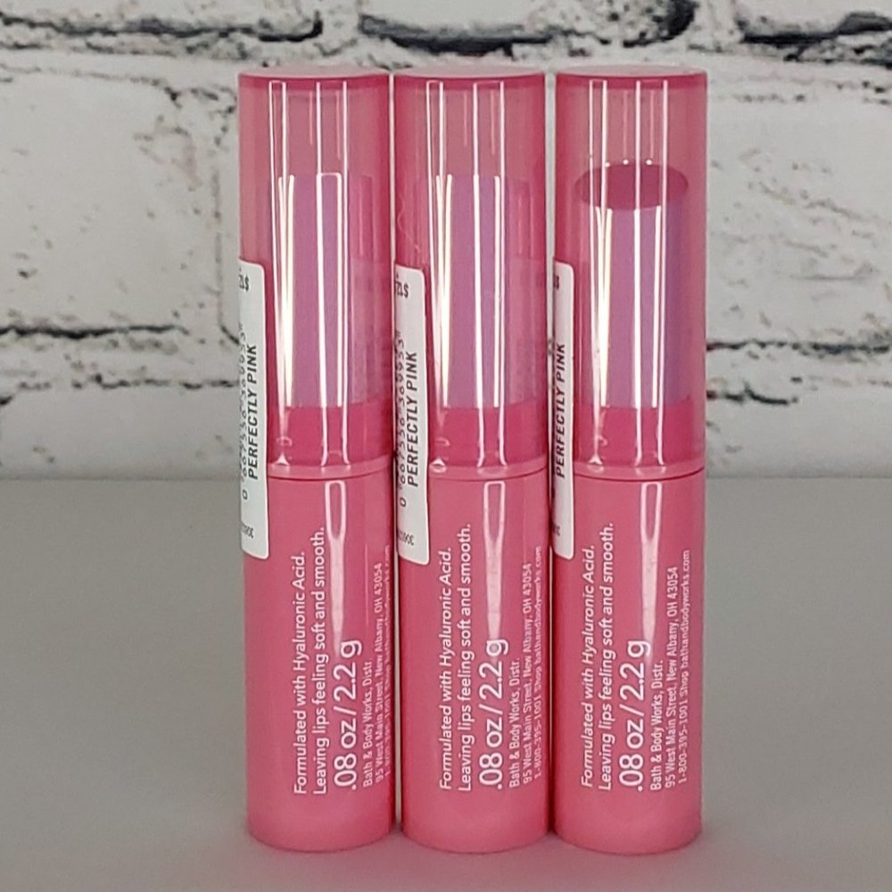 BATH & BODY WORKS 'PERFECTLY~PINK' NOURISHING LIP TINT 3-PIECE SET - Picture 3 of 14